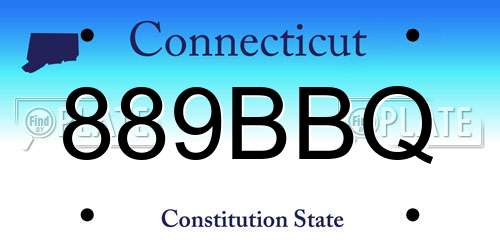 889BBQ Connecticut License Plate
