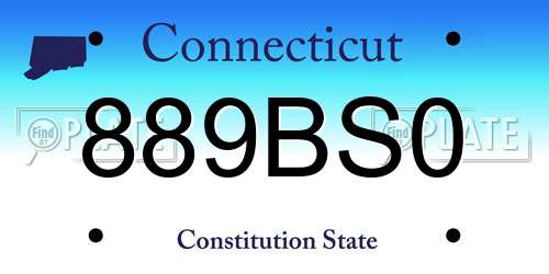 889BS0 Connecticut License Plate