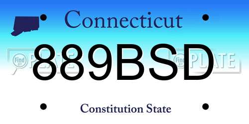 889BSD Connecticut License Plate
