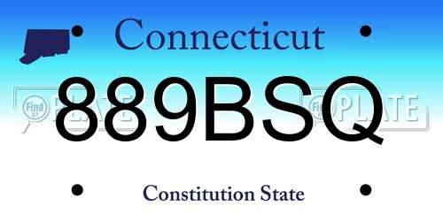 889BSQ Connecticut License Plate