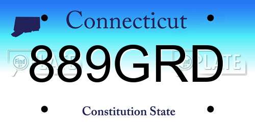 889GRD Connecticut License Plate