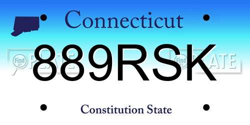 889RSK Connecticut License Plate