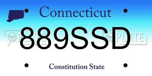 889SSD Connecticut License Plate