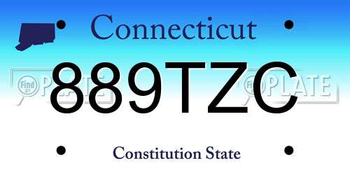 889TZC Connecticut License Plate