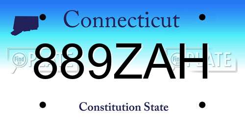 889ZAH Connecticut License Plate