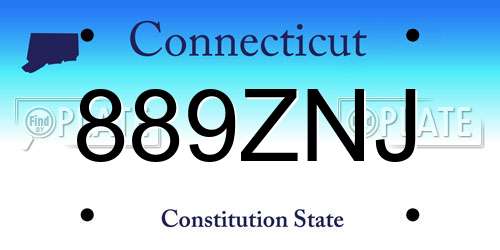 889ZNJ Connecticut License Plate