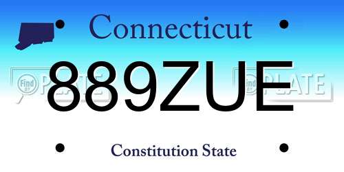 889ZUE Connecticut License Plate