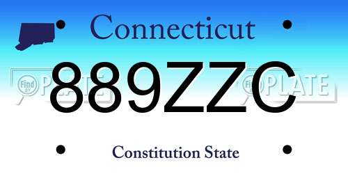 889ZZC Connecticut License Plate