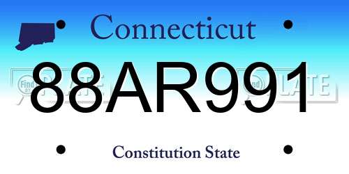 88AR991 Connecticut License Plate