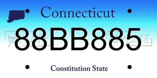 88BB885 Connecticut License Plate