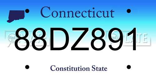 88DZ891 Connecticut License Plate