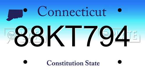 88KT794 Connecticut License Plate