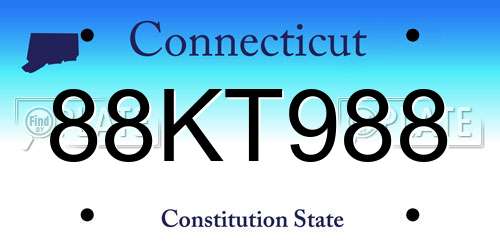 88KT988 Connecticut License Plate