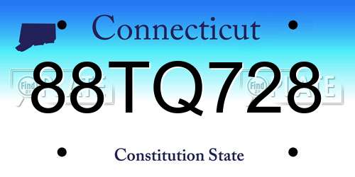 88TQ728 Connecticut License Plate