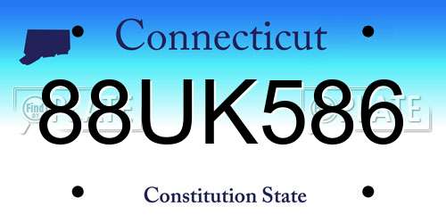 88UK586 Connecticut License Plate