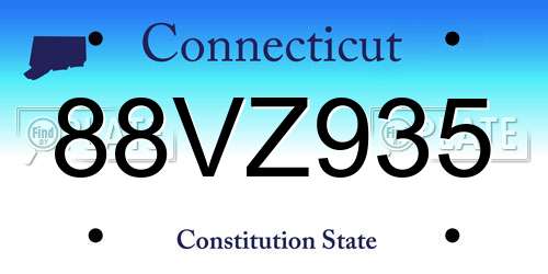 88VZ935 Connecticut License Plate