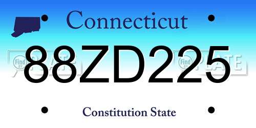 88ZD225 Connecticut License Plate