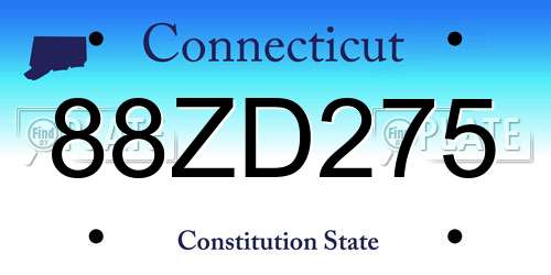 88ZD275 Connecticut License Plate
