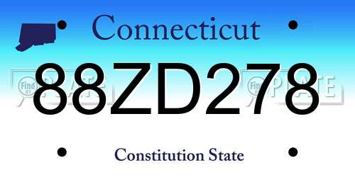 88ZD278 Connecticut License Plate