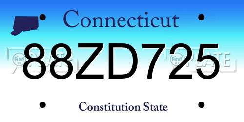 88ZD725 Connecticut License Plate