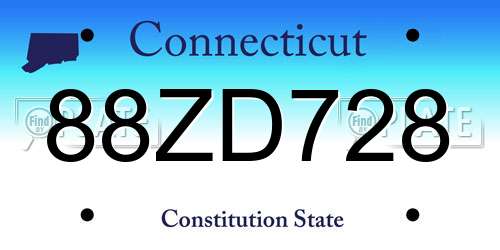 88ZD728 Connecticut License Plate