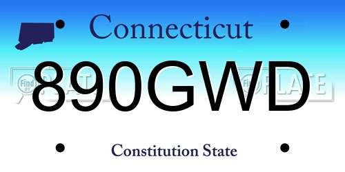 890GWD Connecticut License Plate