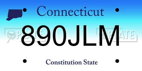 890JLM Connecticut License Plate