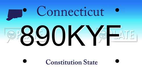 890KYF Connecticut License Plate