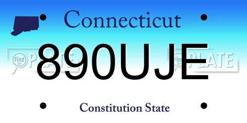 890UJE Connecticut License Plate