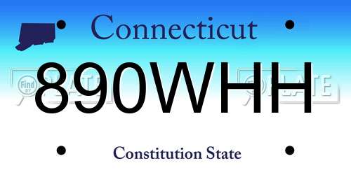 890WHH Connecticut License Plate