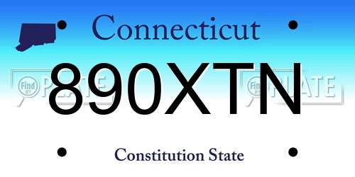 890XTN Connecticut License Plate