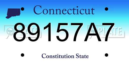 89157A7 Connecticut License Plate