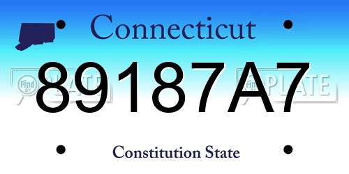 89187A7 Connecticut License Plate