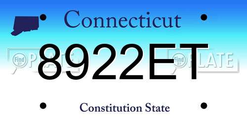8922ET Connecticut License Plate