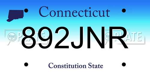 892JNR Connecticut License Plate