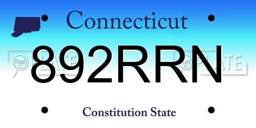 892RRN Connecticut License Plate