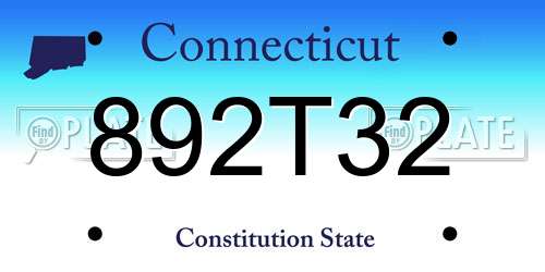 892T32 Connecticut License Plate