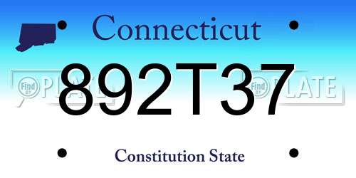 892T37 Connecticut License Plate