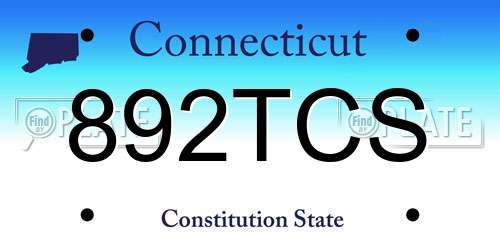 892TCS Connecticut License Plate