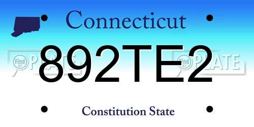 892TE2 Connecticut License Plate