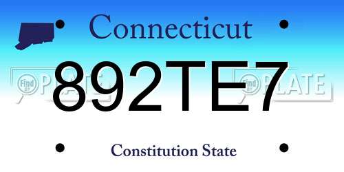 892TE7 Connecticut License Plate