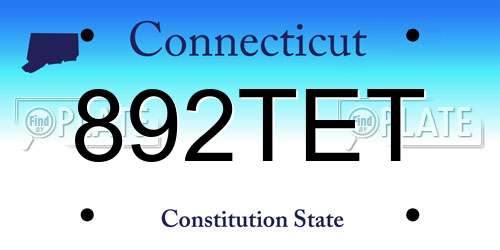 892TET Connecticut License Plate