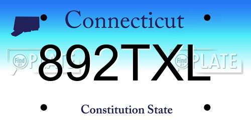 892TXL Connecticut License Plate