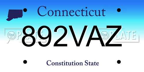 892VAZ Connecticut License Plate