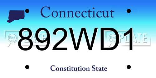 892WD1 Connecticut License Plate