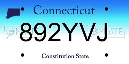 892YVJ Connecticut License Plate