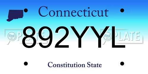 892YYL Connecticut License Plate