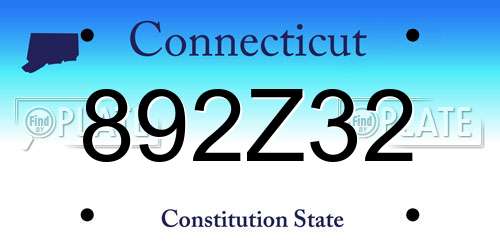 892Z32 Connecticut License Plate