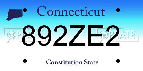 892ZE2 Connecticut License Plate