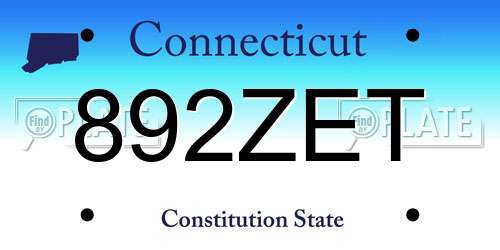 892ZET Connecticut License Plate